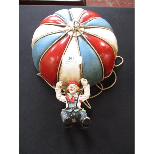 291 - A ceiling hanging resin clown and balloon