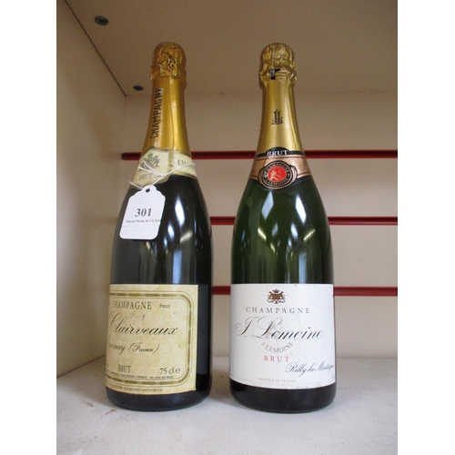 301 - A bottle of De Clairveaux Champagne together with a bottle of Lemoine Champagne