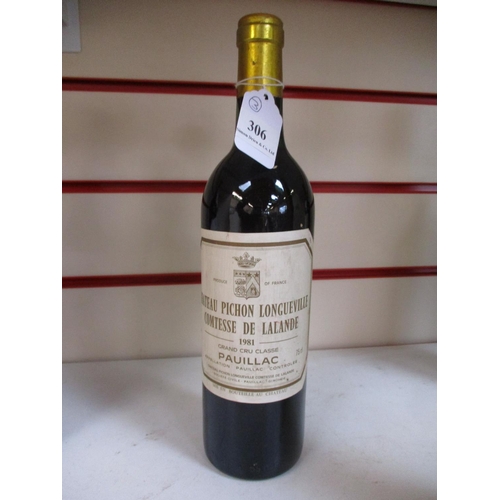 306 - A bottle of 1981 Chateau Pichon Longueville, Comtesse de Lalande, Pauillac