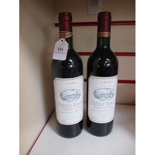 311 - Two bottles of 1999 Chateau Bergat St. Emilion Grand Cru Classe