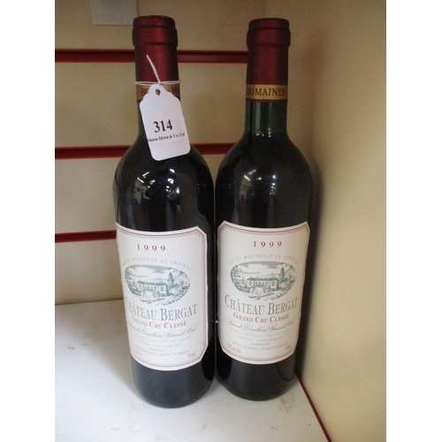 314 - Two bottles of 1999 Chateau Bergat St. Emilion Grand Cru Classe