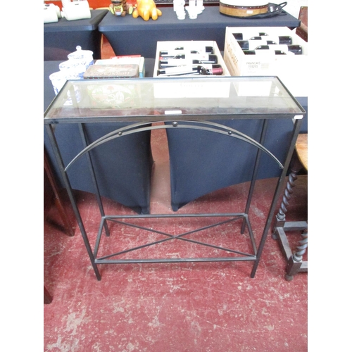 322 - A mid twentieth century metal and glass console table