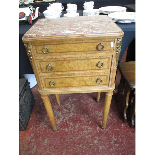 325 - A French burr walnut and marble top cabinet