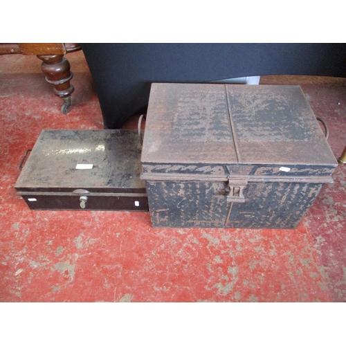 326 - Two metal deed boxes