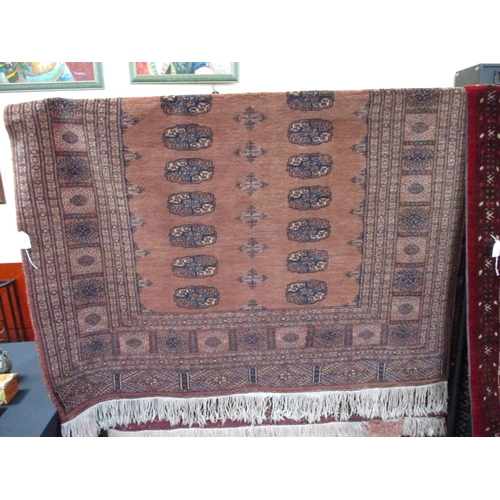 339 - A floor rug on brown patterned ground (125cm x 220cm)