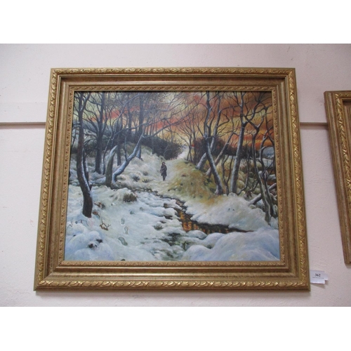 362 - A gilt framed oil depicting a winter scene