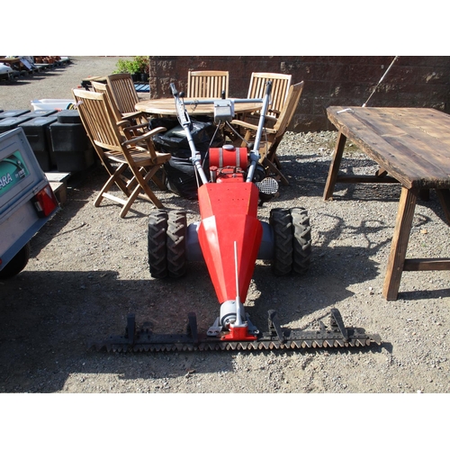 45 - A Bucher pedestrian operated twin wheel finger bar mower