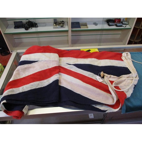 225 - Two flags dated 1945 (Union Jack flag - 225cm x 100cm Other 76cm x 55cm)