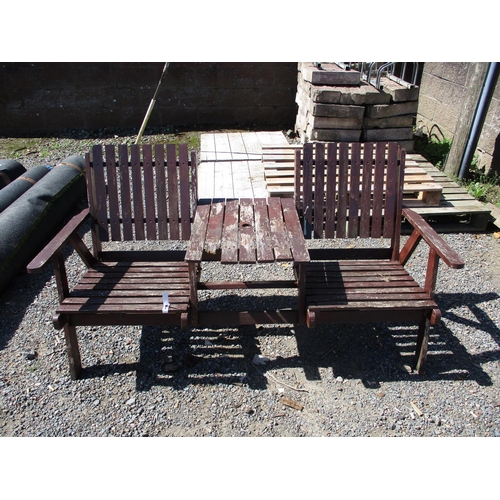 36 - A teak garden love seat