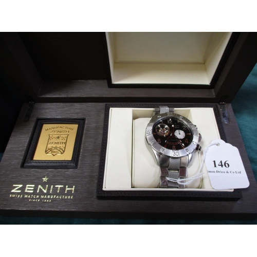 146 - A gentleman's Zenith LEL Primeio Defy chronograph wrist watch in original fitted box