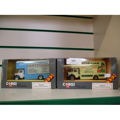 181 - Two boxed Corgi diecast models of Bedford O series Pan Technicon vans