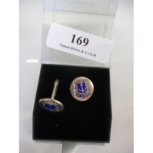 169 - A pair of silver cufflinks with the crest of the Parish of St. Clement