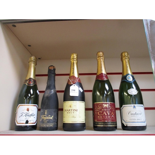 298 - Five bottles of assorted sparkling wines and cava