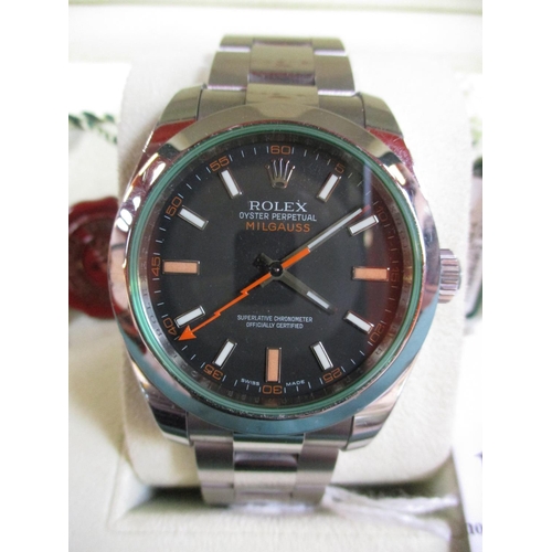 147 - A gentleman's Rolex Oyster Perpetual Milgauss bracelet wrist watch with original box, documentation ... 