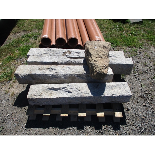 17 - Four faced granite lintels together with a traditional granite boundary stone