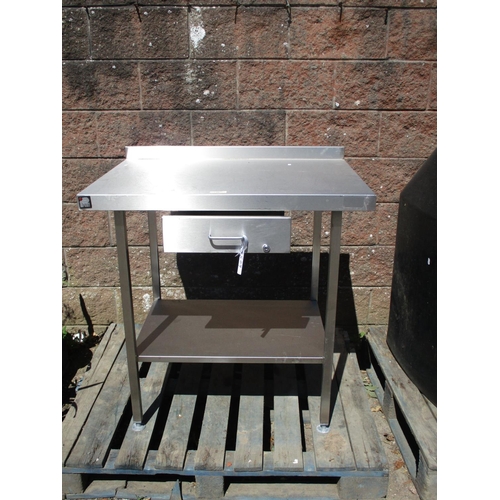 51 - A Parry stainless steel preparation table fitted an under tier and a drawer