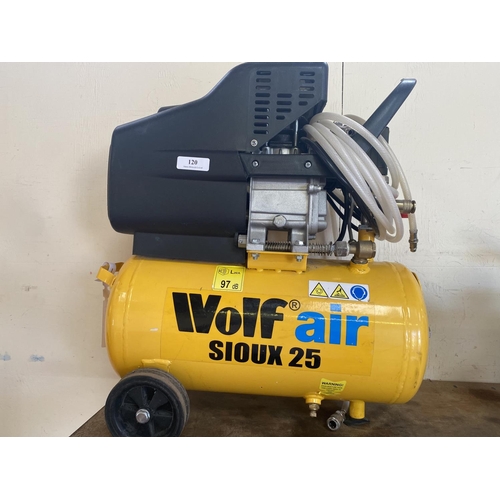 120 - A Wolf Air Sioux 25 litre portable workshop compressor