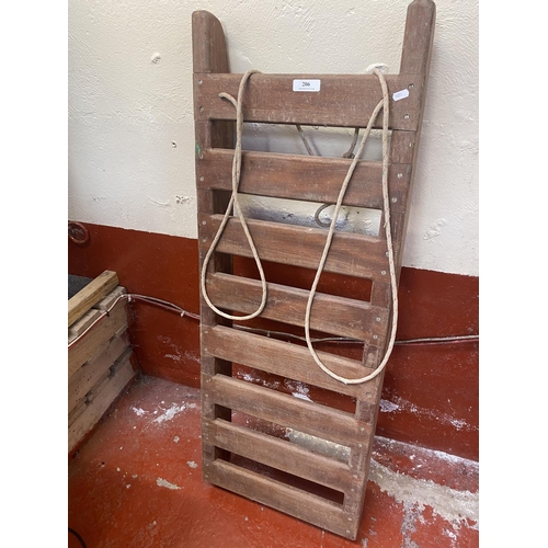 206 - A vintage hard wood sledge