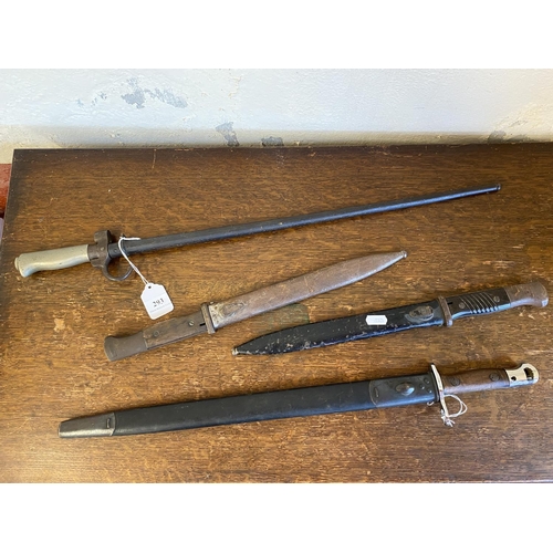 293 - Four vintage bayonets