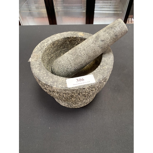 306 - A large granite mortar and pestle