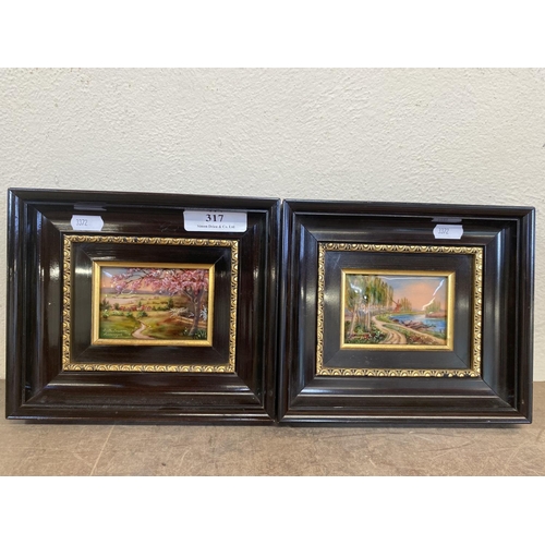 317 - A pair of framed Limoges ceramic pictures