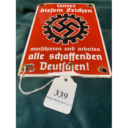 339 - A World War II German enamelled wall sign