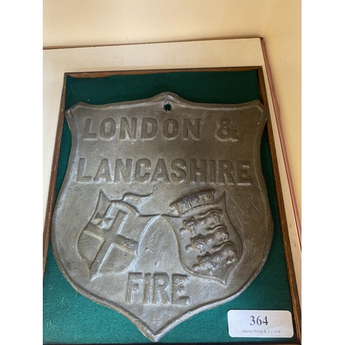 364 - A London & Lancashire fire insurance plaque