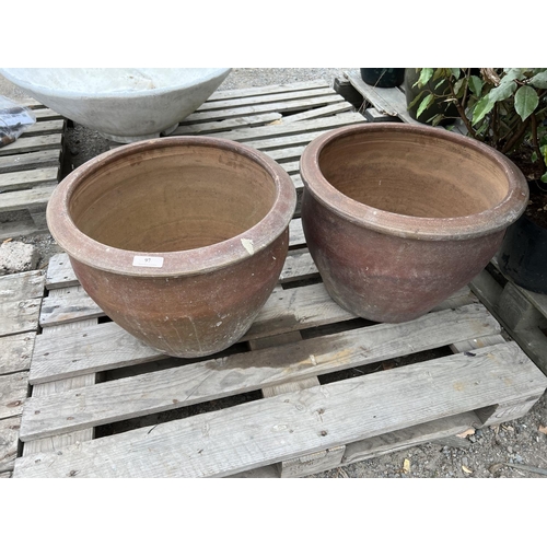 97 - A pair of large salt glazed stone ware planters