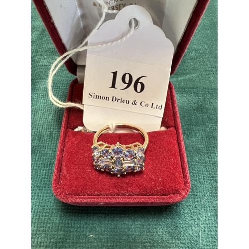 196 - A 9 carat gold ring set with Tanzanite (2ct) size N