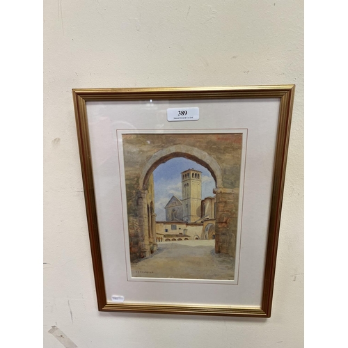 389 - C.G. Blampied, the chapel of St. Francis of Assisi, water colour