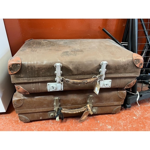 393 - Two vintage leather suitcases