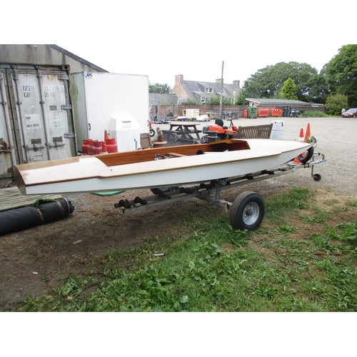 28 - A 16' sailing dingy manufactured at Battricks Boatyard, St. Aubin complete with trailer