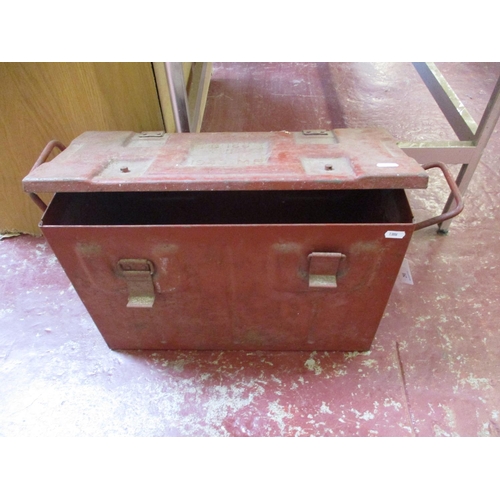 291 - A World War II ammunition box, a camera etc.