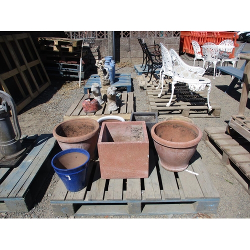 42 - Assorted terracotta and salt glazed stone ware planters