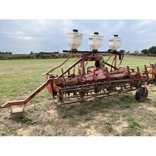 64 - A Breviglieri three metre power harrow fitted a packer roller, banking frame, Microband granular app... 