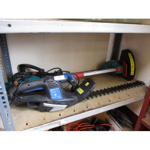 100 - A MacAllister electric hedge cutter together with a Bosch electric trimmer