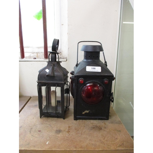 108 - A SNCF railway lamp and candle lantern