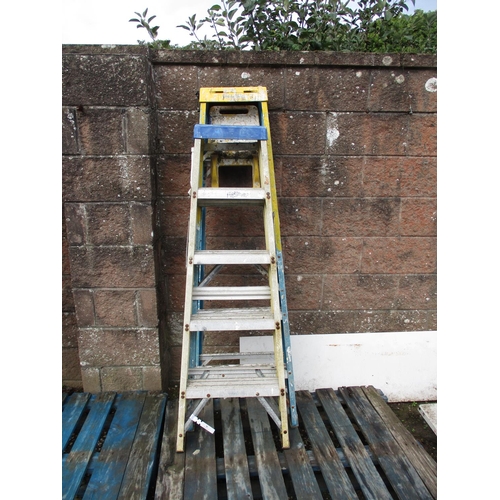 36 - A five tread step ladder together with a six tread step ladder