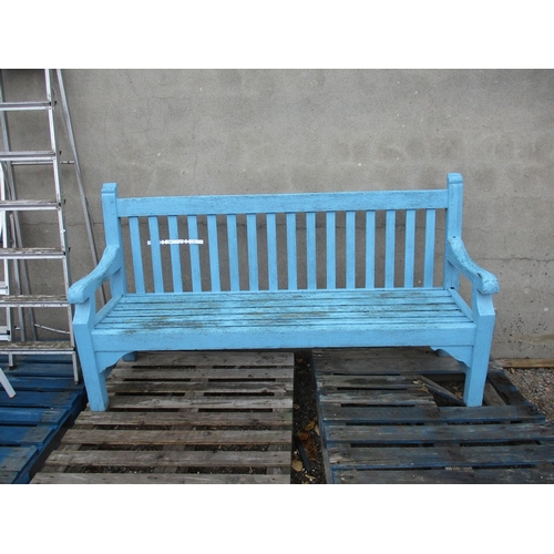 51 - A wooden garden bench finished in blue