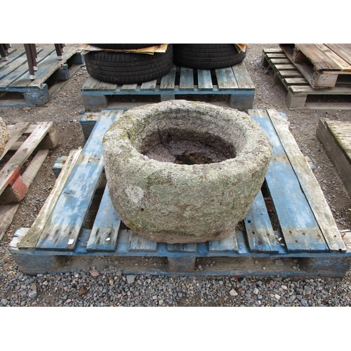 72 - A small circular granite trough