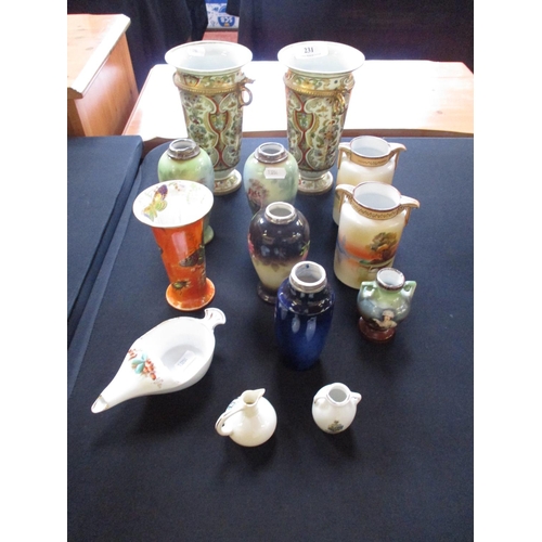 231 - Two pairs of Noritake vases together with silver rimmed vases etc.