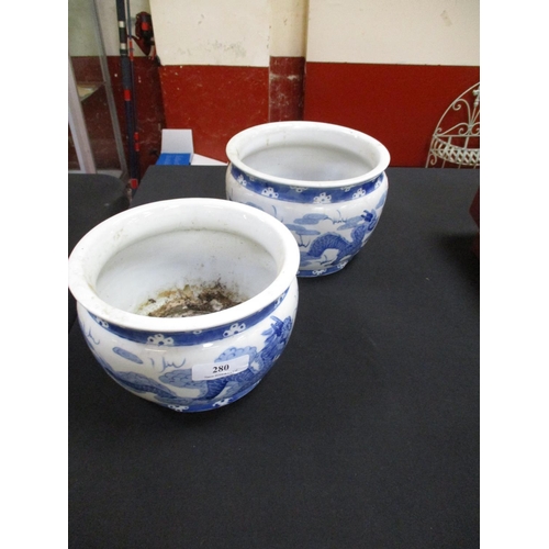 280 - Two oriental blue and white bowls