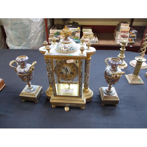 293 - A French Ormolu mantle clock and garniture