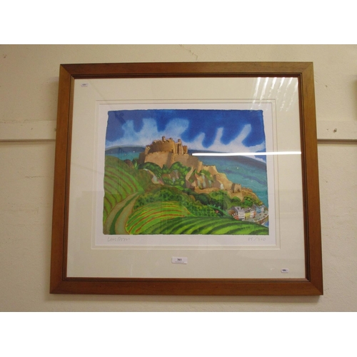 303 - Ian Rolls, a large signed limited edition print of Mont Orgeuil Castle 85/300