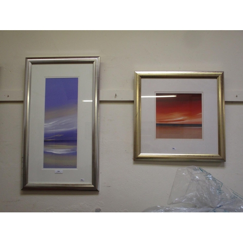 304 - Jonathan Shaw, a pair of original paintings depicting a seascape and sunset