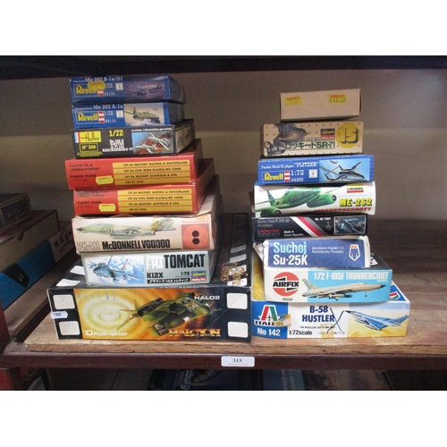 315 - A quantity of modelling kits of jet planes - unused