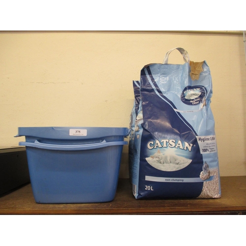 375 - Two bags of cat litter, trays etc.