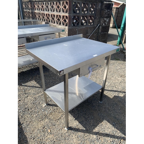 18 - A Parry stainless steel preparation table fitted a drawer and an under tier