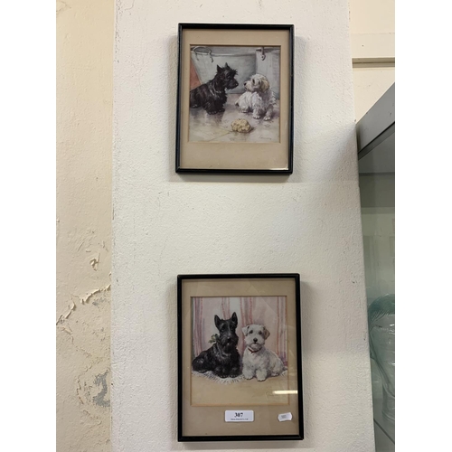 307 - Two vintage prints of Scottie dogs in the Cecil Aldin style