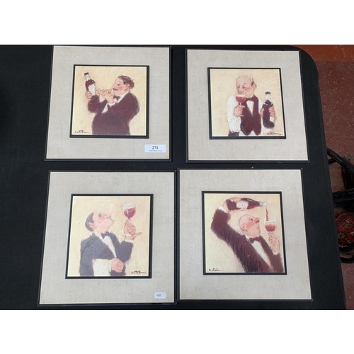 271 - A set of four framed pictures depicting Connoisseurs of Wine